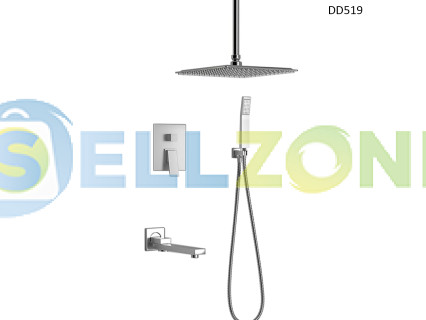 Πολυτελής εντοιχισμένη κρεμαστή ντουζιέρα με επιτοίχια μπαταρία σε χρώμιο – DD519